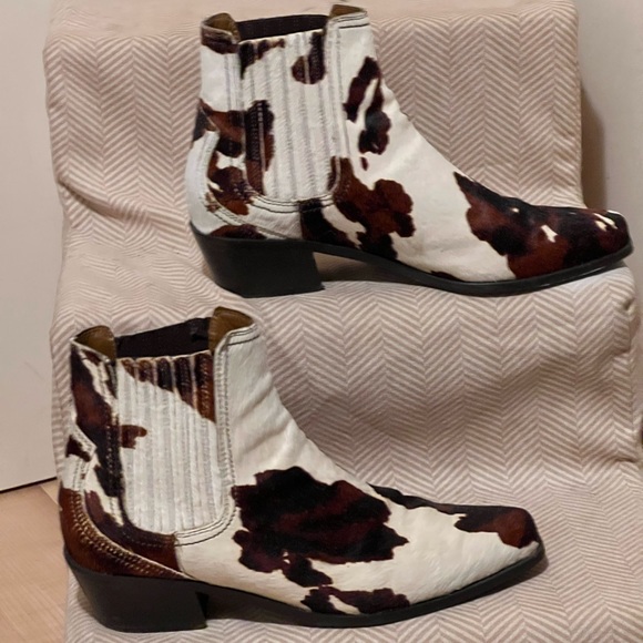 Zara Calf Hair Cow Print Pull-on Booties 41 - Picture 7 of 11